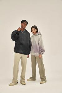 Sudadera con capucha de gran tamaño hecha a medida de fábrica, Sudadera con capucha de felpa francesa de algodón 100% deshilachada lavada desgastada blanqueada - Product Image 5