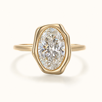 Bague de fiançailles solitaire en or jaune massif 10K 14K avec diamant de laboratoire taille ovale 2CT 3CT 4CT serti clos, pour mariage