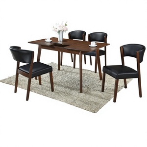 READY STOCK Dining <b>Table</b> Chair Set JPS 335988 Modern <b>Solid</b> Rubber <b>Wood</b> Tempered Glass <b>Top</b> High Durability Living Room Furniture - Product Image 1
