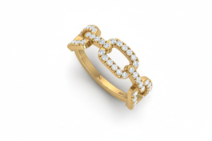 Bague en or 14 carats et diamant à trois maillons Interlink |   Diamant taille brillant 0,50 CTTW - Product Image 4