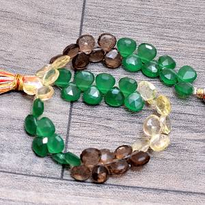 Pierre précieuse naturelle AAA Coeur Briolette Multi Gemstone 6mm-7mm Perle à facettes Mélange de pierres précieuses semi-précieuses Perle en vrac pour la fabrication de bijoux - Product Image 2