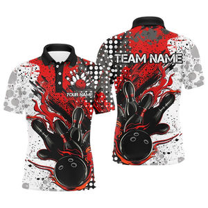 Custom Printed Light Weight Sublimation <b>Bowling</b> Polo <b>Shirts</b> 100% Polyester Quick Dry Waterproof Breathable Anti-Bacterial - Product Image 6