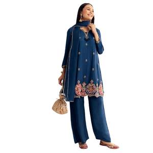 Traje Palazzo bordado con lentejuelas moradas con Dupatta, venta al por mayor, Ropa Étnica OEM para mujer, fábrica, proveedor a granel, moda personalizada - Product Image 4