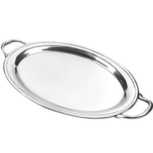 Plateau de service rectangulaire moderne en aluminium martelé avec poignées, finition argentée, plat à nourriture en métal pour la maison, l'hôtel, en vente - Product Image 3