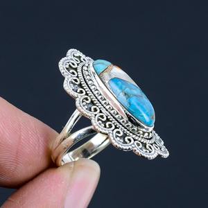Boho Style 925 Sterling Silver Turquoise Gemstone Ring Bijoux Bague En Argent À La Main Bijoux Pour Femmes Cadeau De Mariage Pour Elle - Product Image 3