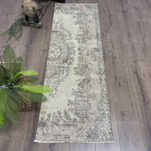 พรมตุรกีขนาด 2x6 ฟุต, พรม, พรมลายพรางสีเทาทำจากขนสัตว์ - Product Image 1