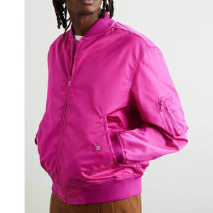 Veste en satin imperméable de couleur élégante avec un design et une taille personnalisés, veste en satin de style baseball pour homme - Product Image 3