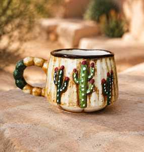 Wholesale Custom 3D Relief Turkish <b>Floral</b> Mediterranean Dishwasher Safe Ceramic Coffee <b>Mug</b> Handmade Hand Painted Spoon Travel - Product Image 2