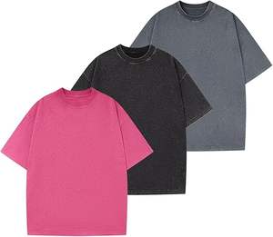 T-shirt Homme Oversize Personnalisable avec Logo, en Tissu Tricoté, Couleurs Vieillies, Style Vieilli, Léger, Coton Doux, Grandes Tailles Disponibles - Product Image 3