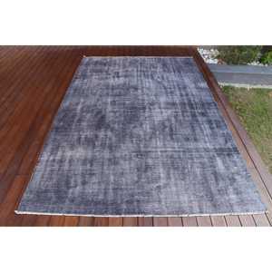 Alfombra Vintage de 5.4x8.5 pies, Alfombra Turca Grande, Alfombra de Lana con Bordes Grises y Negros - Product Image 1