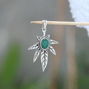 Colgante de plata 925 Esmeralda piedra lunar plam Árbol de la vida joyería colgante de piedras preciosas joyería hecha a mano colgante para collar - Product Image 2