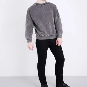 Moda personalizada de los hombres de algodón pesado Streetwear sudaderas lavado ácido Vintage pulóver Jersey - Product Image 1