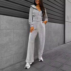 Body de Felpa Francesa con Logotipo Personalizado para Mujer, Chándal |   Conjunto Deportivo de 2 Piezas, Sudadera con Capucha y Pantalones Largos para Uso en Exteriores, Venta al por Mayor - Product Image 5