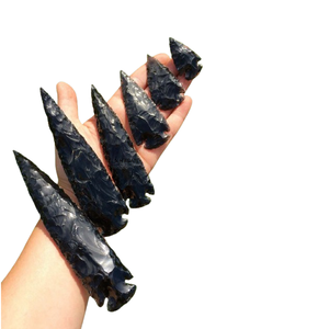 Puntas de flecha de obsidiana negra curativa de piedras preciosas de cristal Natural de la mejor calidad al por mayor para cazar puntas de flecha a granel - Product Image 1