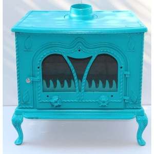 Estufa de Leña Moderna Independiente DORELLO SOBA Modelo MF105 Turquesa para Calefacción Exterior - Product Image 3