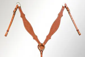 Marron/Blanc Buckstitch Western Dressage Cheval Selle En Cuir Véritable 100% Peau De Vache Confortable et Durable Portable Équitation Selle - Product Image 2