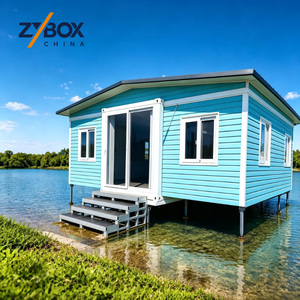 <span class=keywords><strong>Maison</strong></span> conteneur extensible ignifuge A1 turquoise sur poteaux, <span class=keywords><strong>maison</strong></span> modulaire préfabriquée en EPS, livraison en 10 jours, prête à être expédiée, ADU - Product Image 1