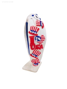 วันเอกราชของสหรัฐอเมริกาที่คาดผมสีแดงสีขาวสีฟ้าสำหรับเด็กผู้หญิง | เครื่องประดับผมแบบผูกปมลูกปัดออกแบบได้ตามต้องการสำหรับ4th อย่างถูกต้อง - Product Image 6