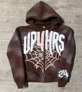 <b>Top</b> trending Customized <b>Distressed</b> Embroidery And Sun Fade Hoodie Heavyweight Streetwear Zipper 500GSM Hoodies for Men - Product Image 4