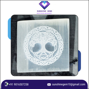 Placa de carga de selenita al por mayor con diseño de árbol de la vida posavasos de limpieza de cristales y equilibrio de energía para el crecimiento espiritual - Product Image 2