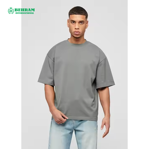 เสื้อยืดคอกลมแขนสั้นทรงหลวมพิมพ์ลายผ้าฝ้าย 100% สำหรับผู้ชาย  แบบไหล่ตก  ทรงบ็อกซี่  เนื้อผ้าหนา  รับสกรีนโลโก้ด้านหน้า  ขายส่ง - Product Image 5