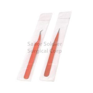 Pinzas de pestañas personalizadas de acero inoxidable verde y amarillo, pinza de Punta curva recta para aplicaciones de pestañas postizas, extensiones de pestañas - Product Image 3