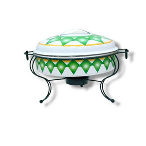 Blanc avec plat de chauffe-plat floral peint à la main - Product Image 4