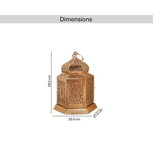 Luxury Gold Metal <b>Moroccan</b> <b>Lantern</b> with Intricate Cutwork Warm Candle Glow Elegant Ramadan Home Decor Accent - Product Image 6