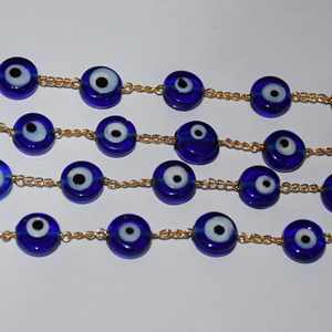 Cadena de Rosario de Cuentas Azules de 4mm de Alta Calidad, Chapada en Oro, Hecha a Mano, para la Fabricación de Joyería - Product Image 6