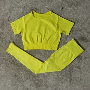 Fitness Yoga ensemble sans couture sport vêtements de sport pour femmes taille haute Leggings ensemble de gymnastique deux pièces ensemble de shorts vêtements de sport pour femmes - Product Image 5