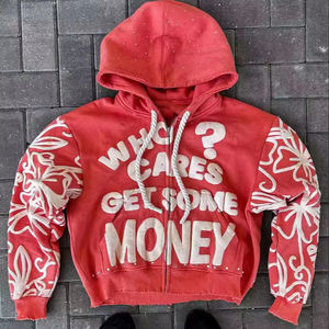 Premium Puff Print <b>Zip</b> <b>Up</b> <b>Hoodie</b> Cotton Fleece OEM Private Label Fashion Winter <b>Hoodie</b> - Product Image 1