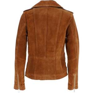 Femmes haut tendance personnalisé automne hiver vestes en cuir solide col tournant conception manches longues respirant doublure en Satin - Product Image 3