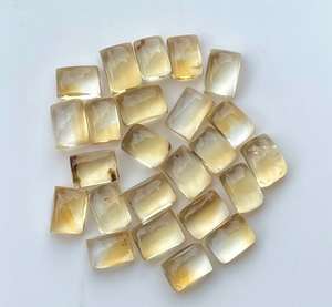 Pierres précieuses de quartz en vrac taillées en forme de rectangle en citrine naturelle pour bague pendentif fabrication de bijoux lot de cabochons - Product Image 3