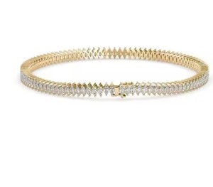 สร้อยข้อมือเทนนิสสีทอง14K พร้อมลายตัดประดับเพชรโมอิสเดี่ยวสำหรับเป็นของขวัญครบรอบสำหรับเจ้าสาว - Product Image 3