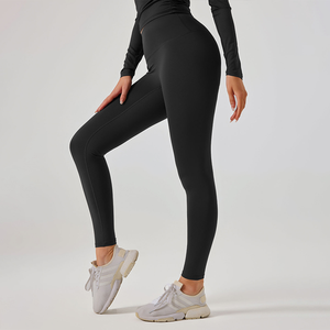 Mallas de Yoga de cintura alta para mujer, pantalones de botín de Color sólido, sin costuras para Fitness Pantalones deportivos, venta al por mayor, pantalones deportivos para mujer - Product Image 4