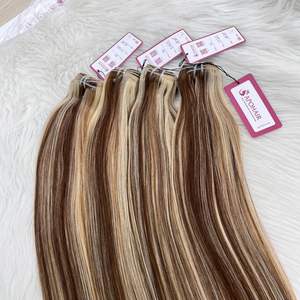 Extensiones de Cabello Humano Vietnamita Virgen 100% Natural, Ondulado, con Reflejos Balayage, Clip-in, Sin Enredos, Suaves - Product Image 4