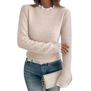 Pull pour femme en coton biologique de couleur unie et écologique avec décoration pour femme - Product Image 4