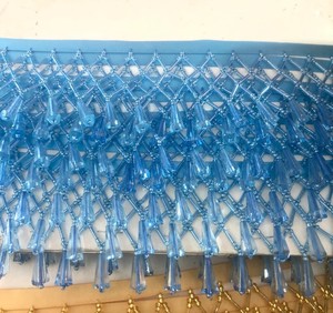 Cuentas de diamantes de imitación de cristal brillante azul turquesa de alta costura adornos de flecos borla por yarda - Product Image 1