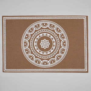 Napperon rectangulaire en PVC marron et blanc, design bohème, écologique, avec sous-verres chauffants, polyvalent et facile d'entretien pour la maison - Product Image 2