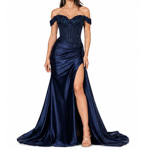 Robe de soirée longue pour femme, épaules dénudées, design personnalisé, couleur et taille sur mesure, vente en gros, sans manches - Product Image 1