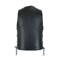 Gilet en cuir matelassé noir pour homme à col rond, double boutonnage, manches lanternes, imperméable, avec capuche et motif dessin animé
