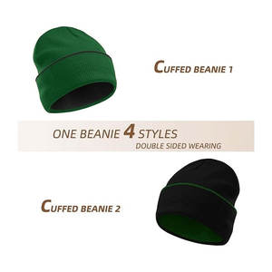 หมวกบีนนี่สำหรับผู้ชายหมวกผ้าถักแจ็คการ์ดสำหรับฤดูหนาวโลโก้ตามสั่ง - Product Image 2