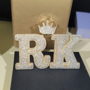 Colgador de corona personalizado, colgante con placa de identificación, collar con nombre grande personalizado, joyería de Hip Hop personalizada, abalorio con letras iniciales - Product Image 5