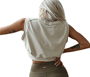 Gilet en jersey à séchage rapide pour femmes avec décoration de perles et de paillettes pour le yoga et les sports de course athlétiques - Product Image 3