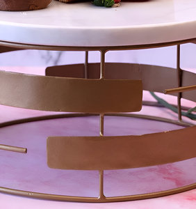 Gran oferta, soporte de pastel de Metal con tapa de mármol, exhibición de postres resistente y elegante para bodas, fiestas, eventos, restaurante - Product Image 4