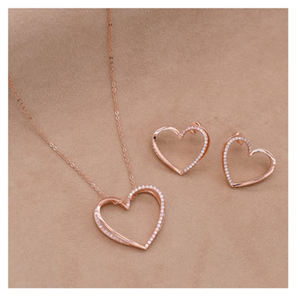 Regalos de Navidad colgante corazón Cubic Zircon 925 plata maciza colgante pendiente conjunto 18 "cadena moderna dama de honor collar joyería - Product Image 2