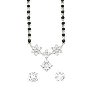 Compre un Conjunto de Mangalsutra de Plata Pura, Joyería Fina con Diamante de Corte Esmeralda Chapado en Oro, para Regalo de Boda o Fiesta para Esposa - Product Image 1