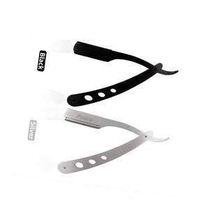 Rasoir de barbier pliant en acier inoxydable pour coupe de cheveux, avec lames interchangeables, couteau de rasage droit personnalisé - Product Image 1