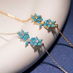Collier de fleurs turquoise Dainty Cluster Gemstone Jewelry Gift for Her - Product Image 3
