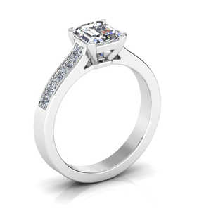 Bague de fiançailles en moissanite taille radiant, sertie invisible, élégante et stylée, alliance de mariage - Product Image 5